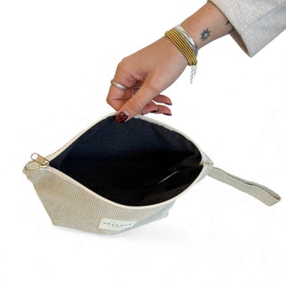 Striped Jacquard Large Makeup Bag – Olive & Cream