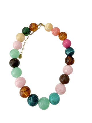 Dora Chunky Beaded Necklace - Pink Mix