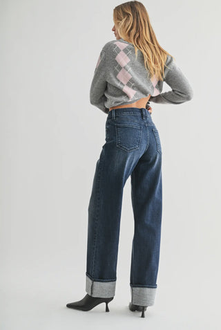 JBD Cuffed Wide Leg Jean