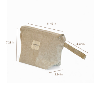 Striped Jacquard Large Makeup Bag – Olive & Cream
