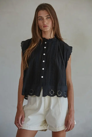 Jenny Eyelet Button Down
