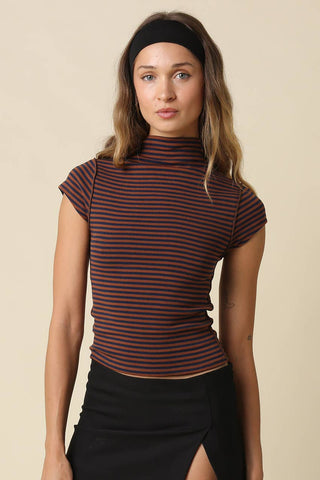 Mila Stripe Mock Neck Top