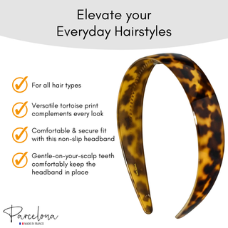 Parcelona Cellulose Acetate French Headband Inner Grip Teeth Hairband for Women