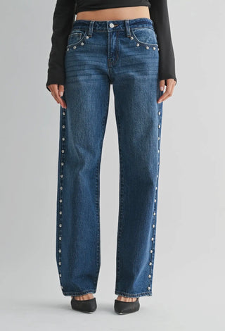 Low Rise Studded Baggy Jeans